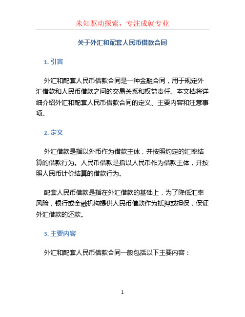 关于外汇和配套人民币借款合同