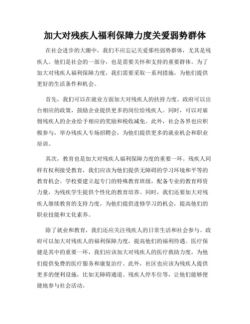 加大对残疾人福利保障力度关爱弱势群体