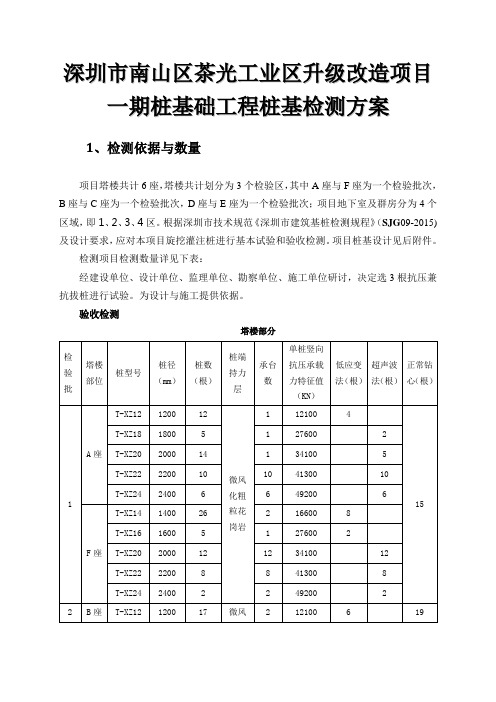 深圳市南山区茶光工业区升级改造项目一期桩基础工程检测方案