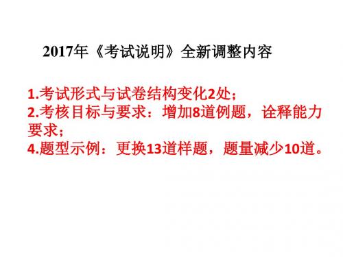 2017考试说明化学题型示例的变化