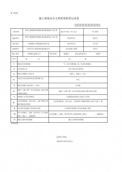 C1-2施工现场安全管理检查记录表