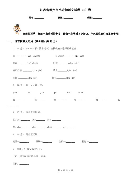 江苏省徐州市小升初语文试卷(I)卷