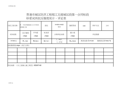 混凝土试块抗压强度统计、评定记录簿