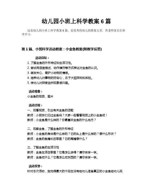 幼儿园小班上科学教案6篇