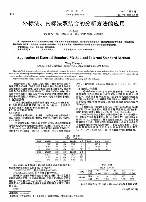 外标法、内标法双结合的分析方法的应用