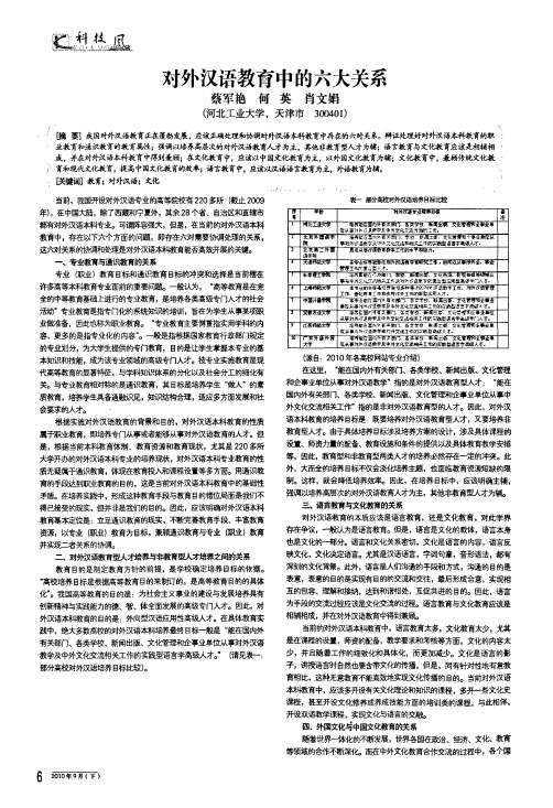 对外汉语教育中的六大关系