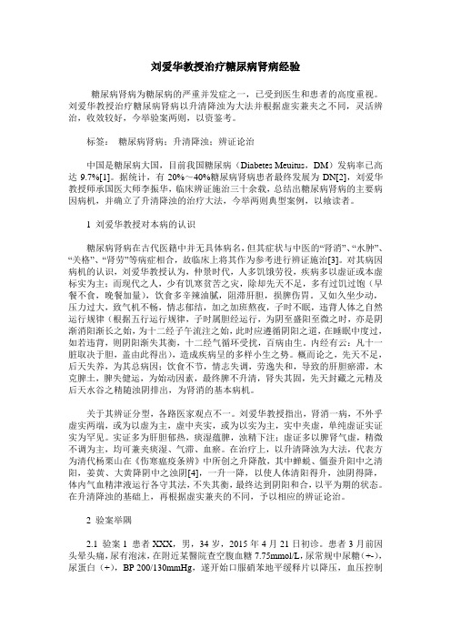 刘爱华教授治疗糖尿病肾病经验