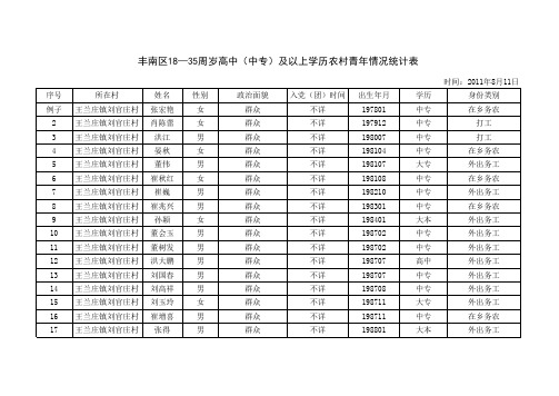 18-35岁农村青年统计表