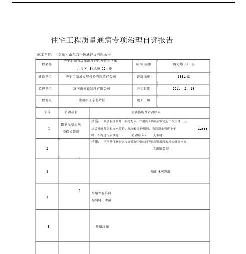 住宅工程质量通病专项治理自评报告总结.doc