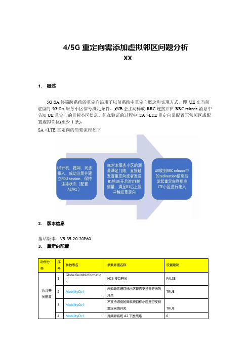 5G优化案例：45G重定向需添加虚拟邻区问题分析