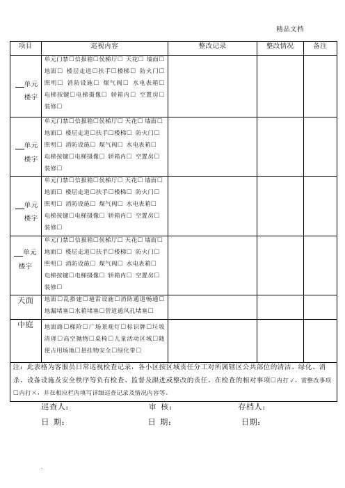 楼宇客服员日巡视检查记录表