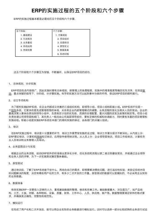 ERP的实施过程的五个阶段和六个步骤