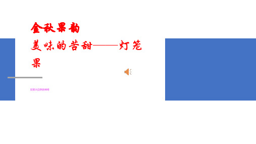 金秋果韵美味的苦甜——灯笼果课件高中劳动技术1