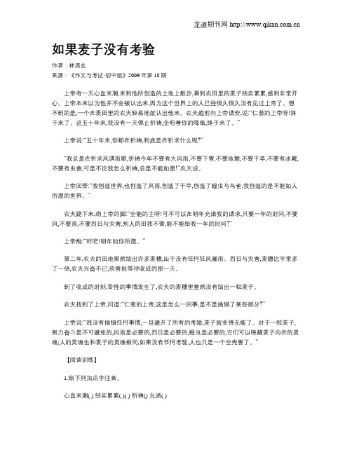 如果麦子没有考验