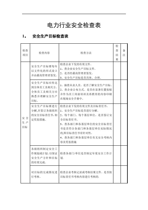 电力行业安全检查内容