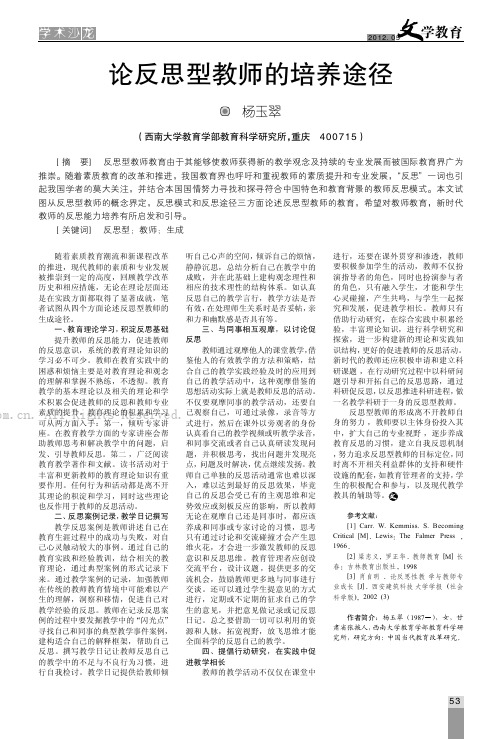 论反思型教师的培养途径