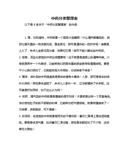 中药分类整理表