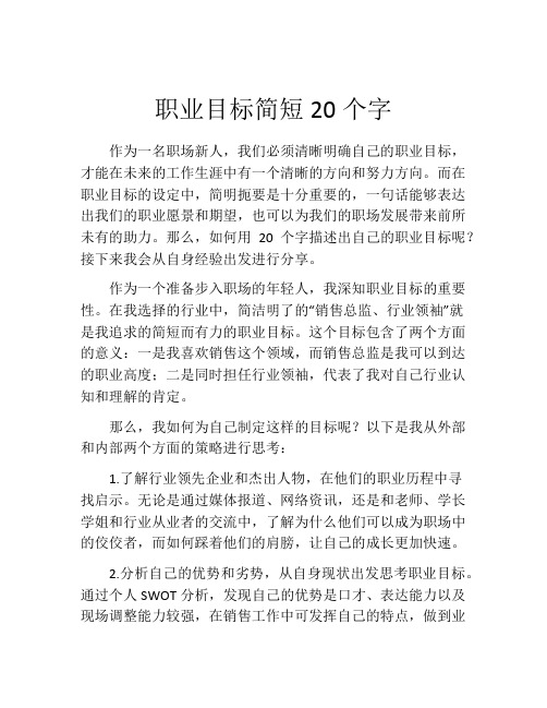 职业目标简短20个字