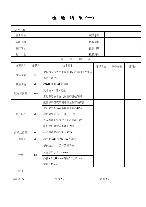 输液器检验结果一