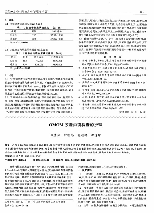 OMOM胶囊内镜检查的护理