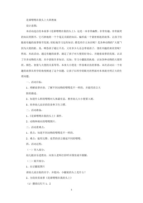 是谁嗯嗯在我头上大班教案