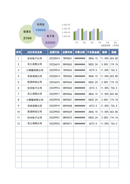 发票登记表-分类汇总