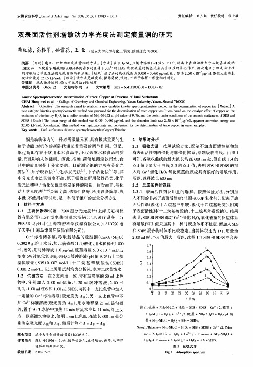 双表面活性剂增敏动力学光度法测定痕量铜的研究