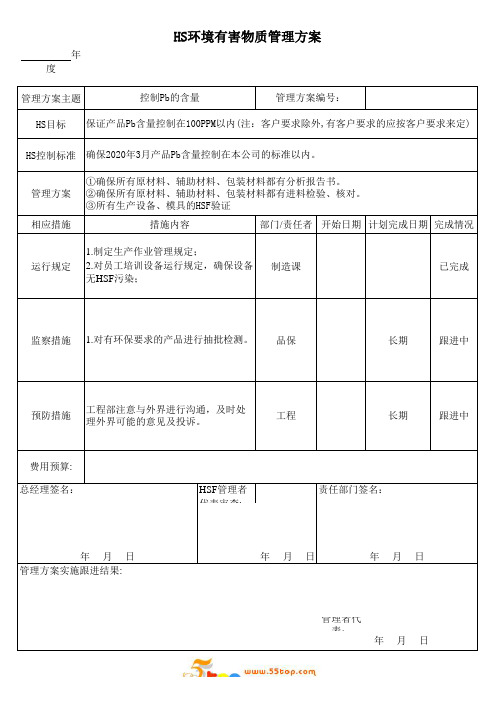 HSF环境有害物质管理方案范例