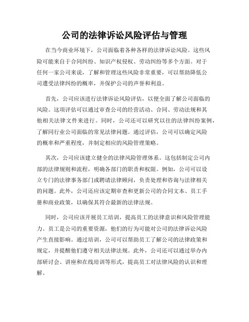 公司的法律诉讼风险评估与管理