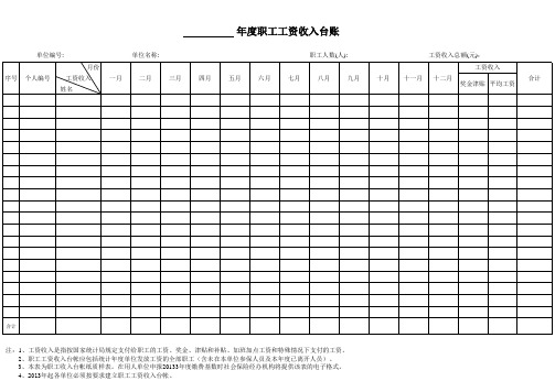 职工工资收入台账