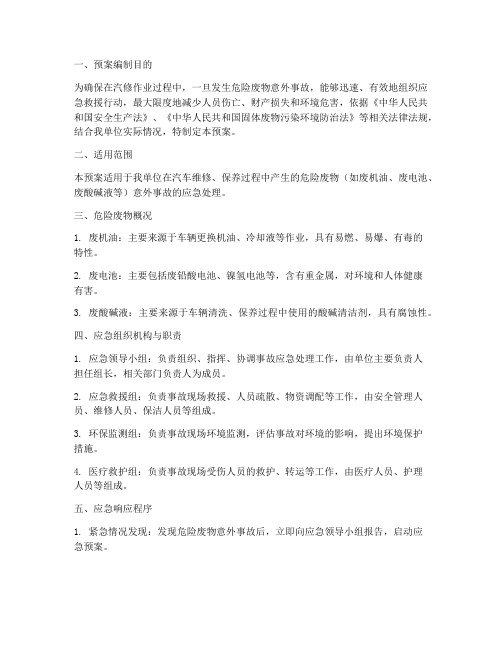 汽修危险废物事故应急预案