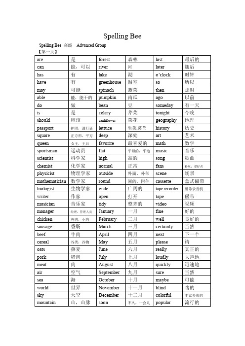 SpellingBee高级复习词汇-PDF