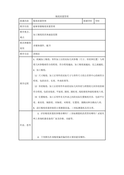 汽车制造与装配技术《学习目标4.3.1  能够掌握精度质量管理》