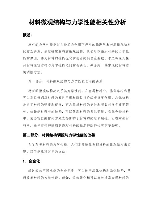 材料微观结构与力学性能相关性分析