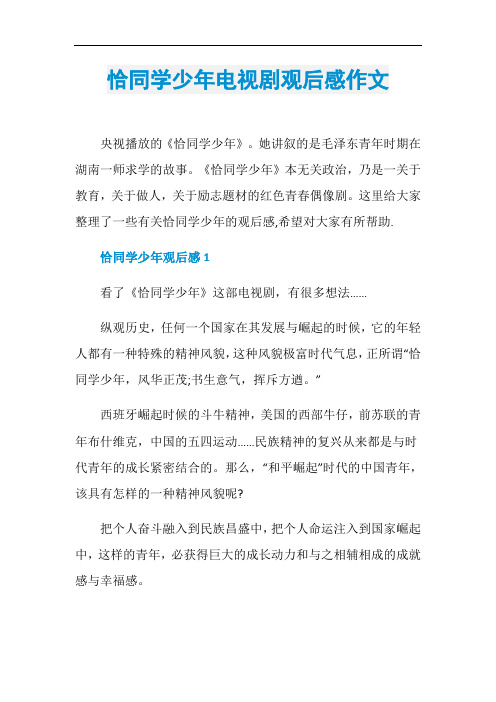 恰同学少年电视剧观后感作文