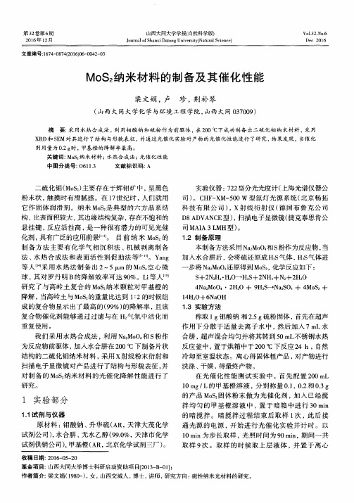 MoS2纳米材料的制备及其催化性能