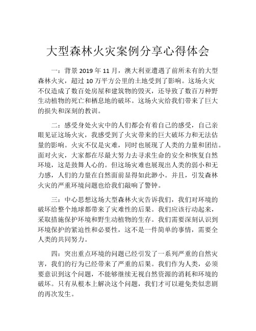 大型森林火灾案例分享心得体会