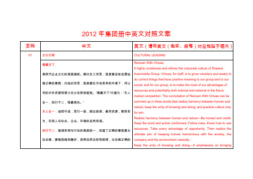 2012年集团册中英文翻译
