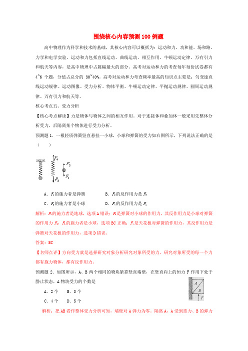 2020高考物理 围绕核心内容预测100例题2(教师版) 精品