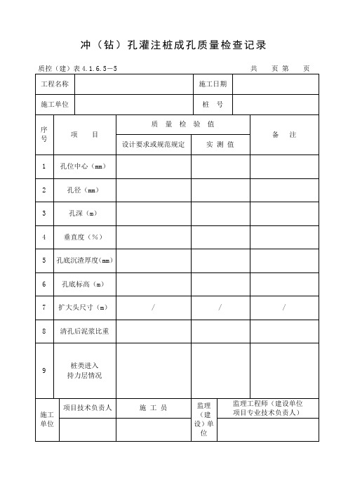 冲(钻)孔灌注桩成孔质量检查记录