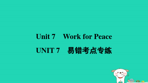 2024九年级英语下册Unit7WorkforPeace易错考点专练习题课件新版冀教版