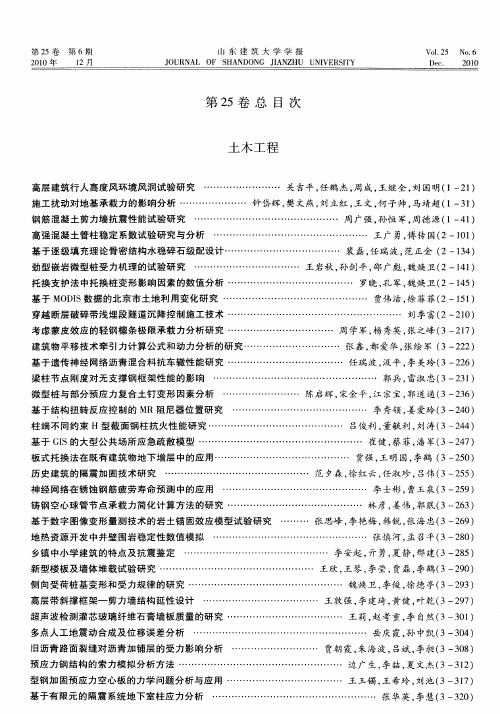 山东建筑大学学报第25卷总目次