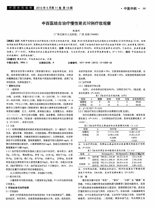 中西医结合治疗慢性肾炎32例疗效观察