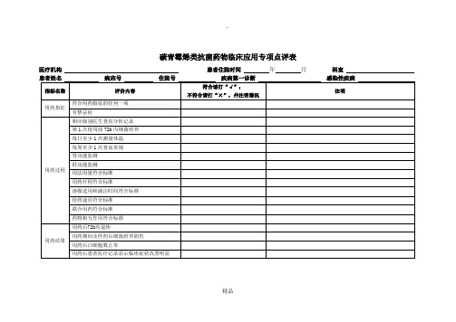 碳青霉烯类抗菌药物点评表