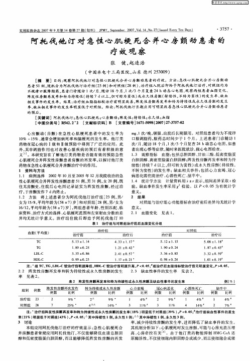 阿托伐他汀对急性心肌梗死合并心房颤动患者的疗效观察