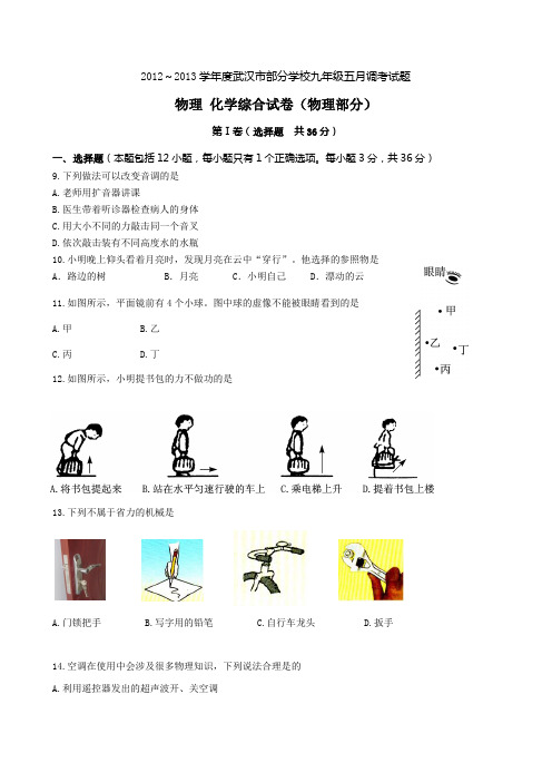 2012～2013学年度武汉市部分学校九年级五月调考试题