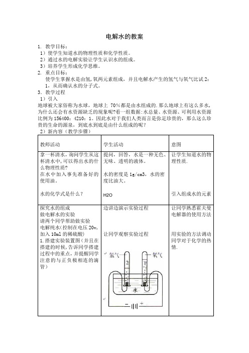 电解水的教案【范本模板】