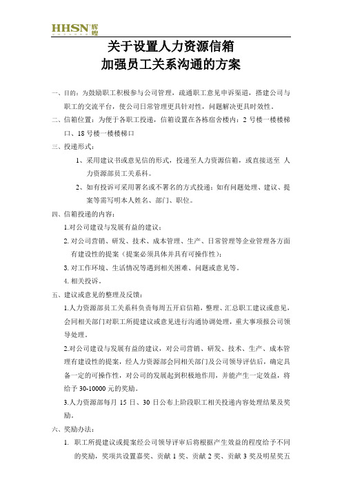 关于设置人力资源信箱的方案