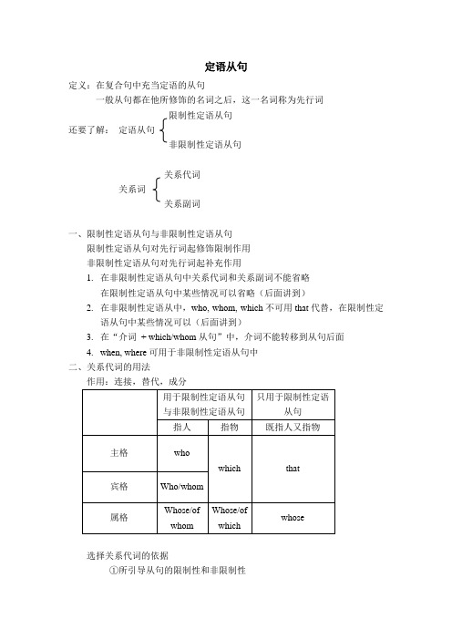 高考 定语从句 知识点总结