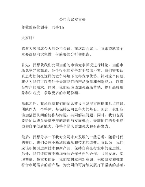 公司会议发言稿